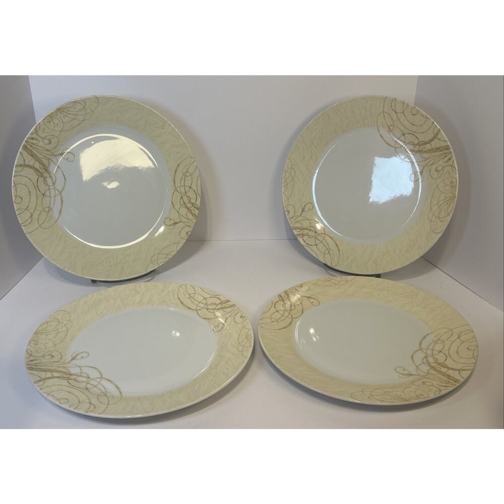 Noble Excellence 12 Days of Christmas Dinner Plates Gold Scroll Set of 4‎